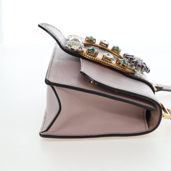 Miu Miu Shoulder Bag Leather Pink Gold Auth 206391M