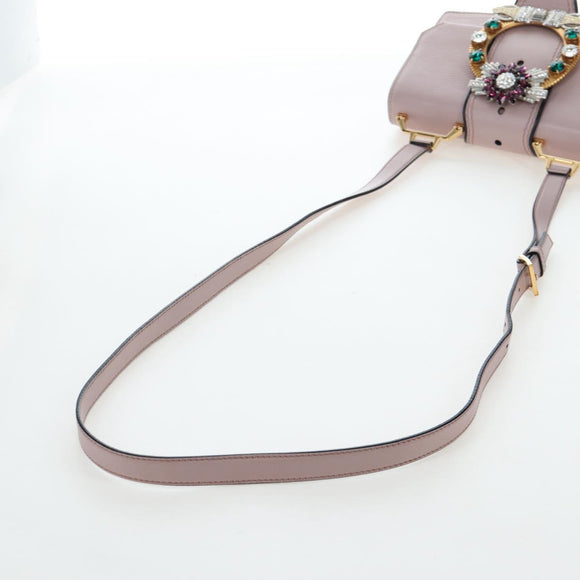 Miu Miu Shoulder Bag Leather Pink Gold Auth 206391M