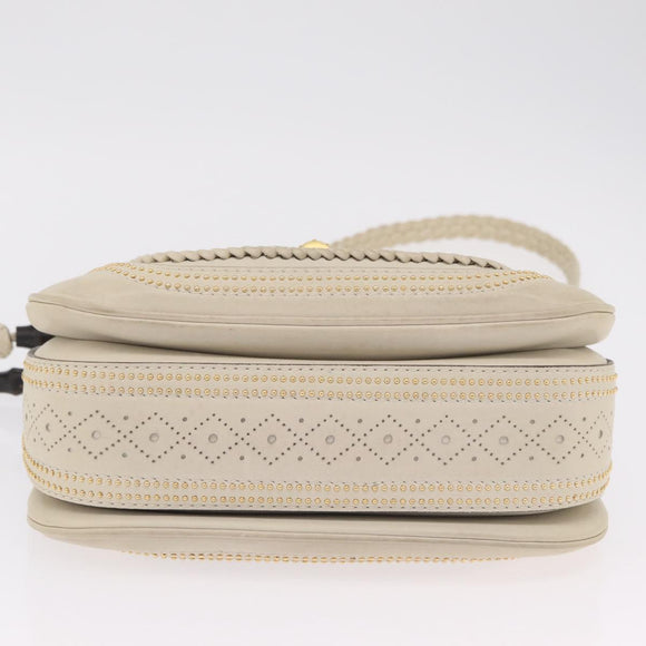 GUCCI New Bamboo Hand Bag Leather 2way Ivory Gold 263970 Auth 206395M