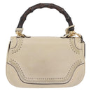 GUCCI New Bamboo Hand Bag Leather 2way Ivory Gold 263970 Auth 206395M-2