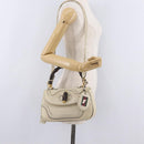 GUCCI New Bamboo Hand Bag Leather 2way Ivory Gold 263970 Auth 206395M-34