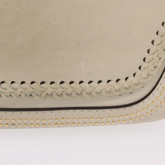 GUCCI New Bamboo Hand Bag Leather 2way Ivory Gold 263970 Auth 206395M