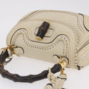 GUCCI New Bamboo Hand Bag Leather 2way Ivory Gold 263970 Auth 206395M-14