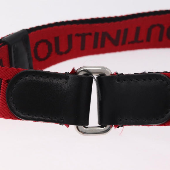 Christian Louboutin Waist bag Canvas Black Silver Auth 206397M