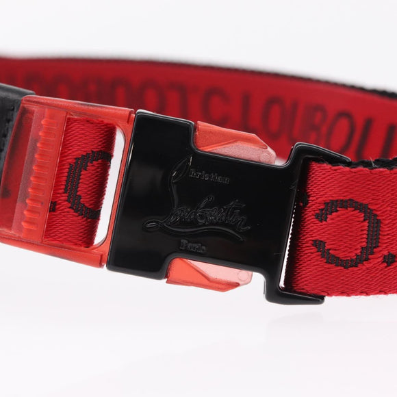 Christian Louboutin Waist bag Canvas Black Silver Auth 206397M