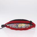 Christian Louboutin Waist bag Canvas Black Silver Auth 206397M-5