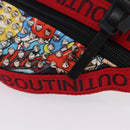 Christian Louboutin Waist bag Canvas Black Silver Auth 206397M-18