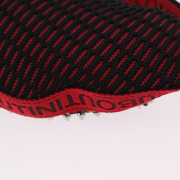 Christian Louboutin Waist bag Canvas Black Silver Auth 206397M