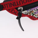 Christian Louboutin Waist bag Canvas Black Silver Auth 206397M-21