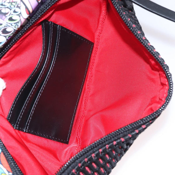 Christian Louboutin Waist bag Canvas Black Silver Auth 206397M