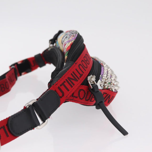 Christian Louboutin Waist bag Canvas Black Silver Auth 206397M