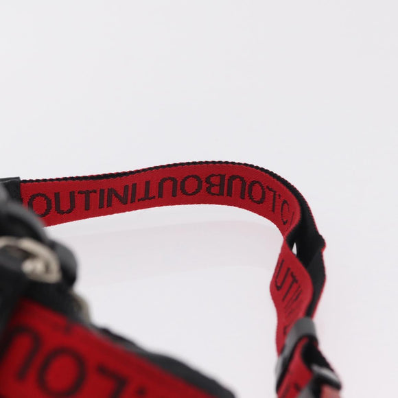 Christian Louboutin Waist bag Canvas Black Silver Auth 206397M