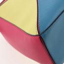 LOEWE Puzzle Bag Small Hand Bag Leather 2way Multicolor Silver Auth 206398SAM-20
