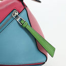 LOEWE Puzzle Bag Small Hand Bag Leather 2way Multicolor Silver Auth 206398SAM-22