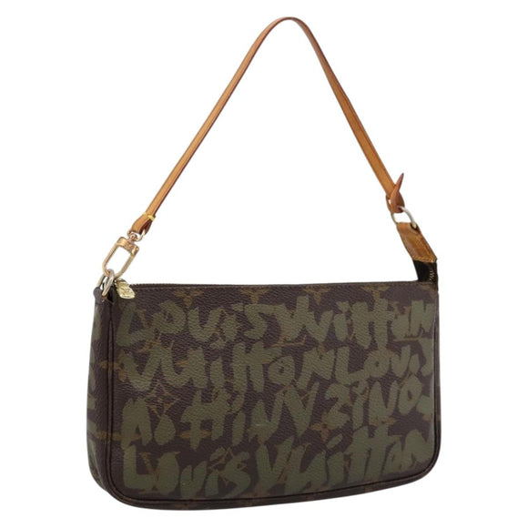 LOUIS VUITTON Monogram Graffiti Pochette Pouch Khaki M92191 LV Auth 206399A