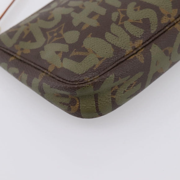 LOUIS VUITTON Monogram Graffiti Pochette Pouch Khaki M92191 LV Auth 206399A