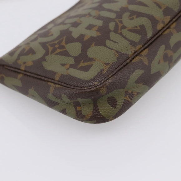 LOUIS VUITTON Monogram Graffiti Pochette Pouch Khaki M92191 LV Auth 206399A