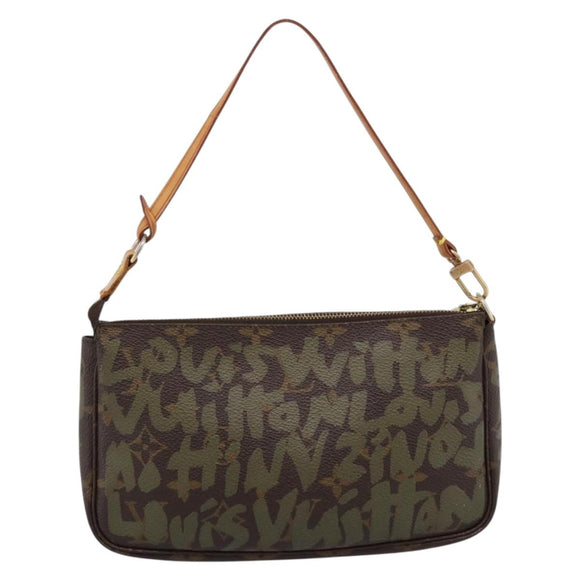 LOUIS VUITTON Monogram Graffiti Pochette Pouch Khaki M92191 LV Auth 206399A