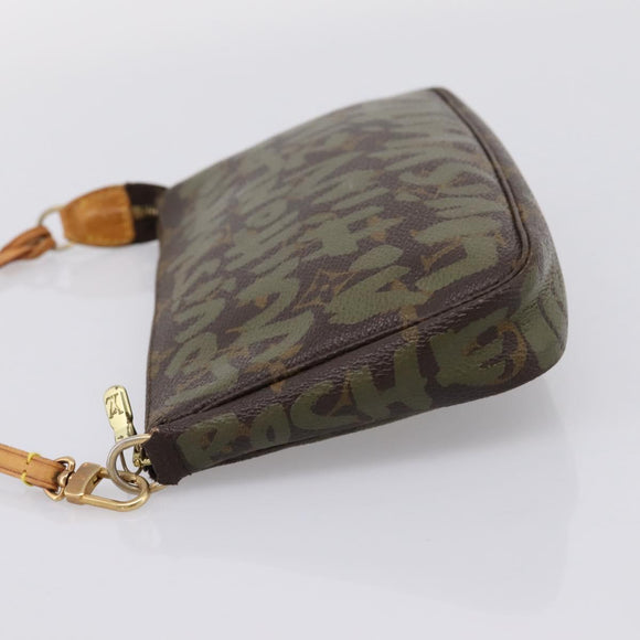 LOUIS VUITTON Monogram Graffiti Pochette Pouch Khaki M92191 LV Auth 206399A
