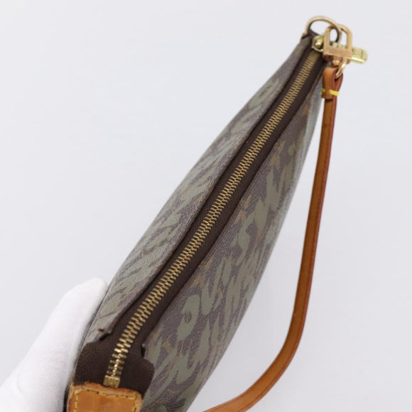 LOUIS VUITTON Monogram Graffiti Pochette Pouch Khaki M92191 LV Auth 206399A
