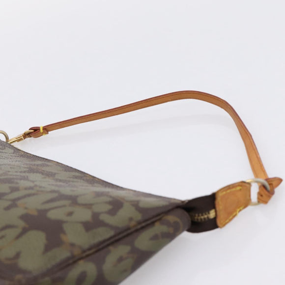 LOUIS VUITTON Monogram Graffiti Pochette Pouch Khaki M92191 LV Auth 206399A