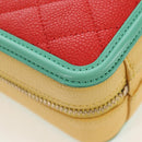 CHANEL CC Filigree Vanity Chain Bag Caviar Skin Multicolor Gold CC Auth 206403SM-16
