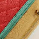 CHANEL CC Filigree Vanity Chain Bag Caviar Skin Multicolor Gold CC Auth 206403SM-9