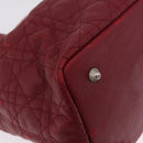 Christian Dior Canage Tote Bag Coated Canvas Red Silver Auth 206412-18