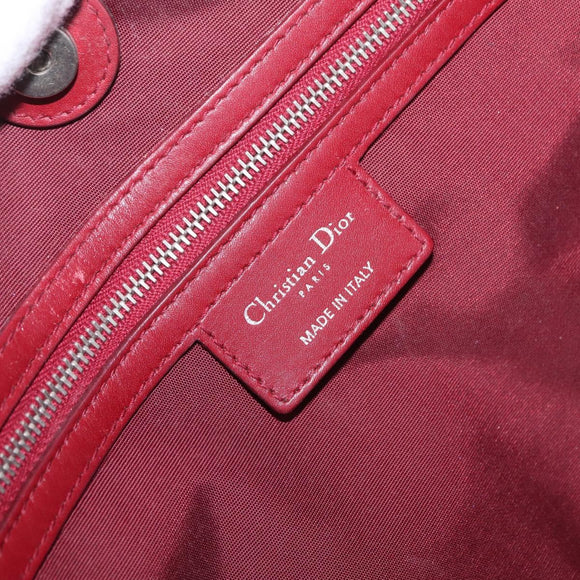 Christian Dior Canage Tote Bag Coated Canvas Red Silver Auth 206412
