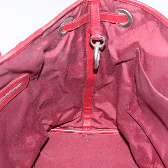 Christian Dior Canage Tote Bag Coated Canvas Red Silver Auth 206412
