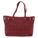 Christian Dior Canage Tote Bag Coated Canvas Red Silver Auth 206412-4