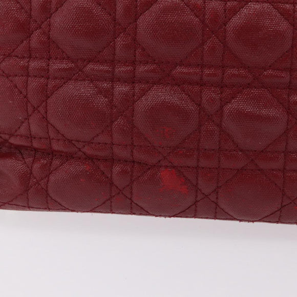 Christian Dior Canage Tote Bag Coated Canvas Red Silver Auth 206412