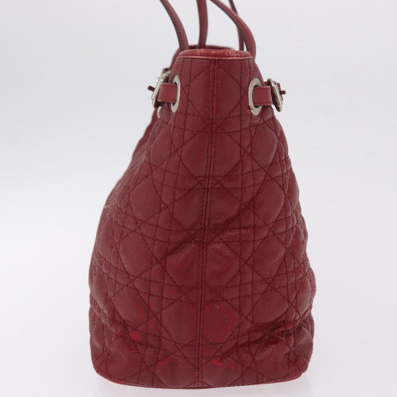 Christian Dior Canage Tote Bag Coated Canvas Red Silver Auth 206412
