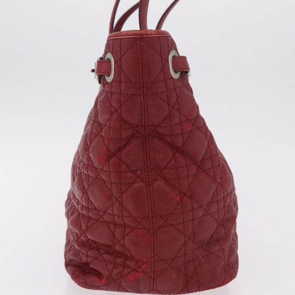 Christian Dior Canage Tote Bag Coated Canvas Red Silver Auth 206412