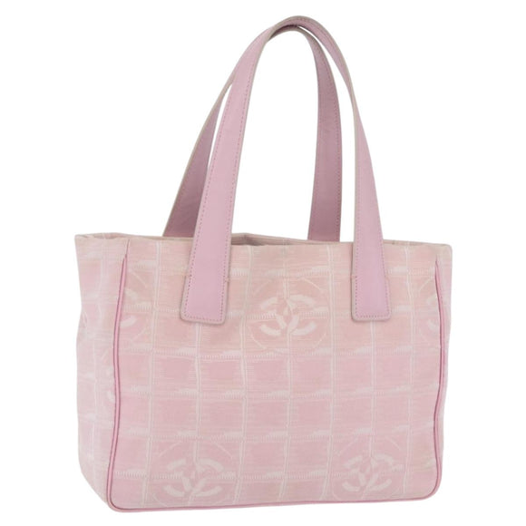 CHANEL New Travel Line Tote Bag Nylon Pink Gold CC Auth 206414A