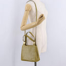 Salvatore Ferragamo Croco Embossed Hand Bag Leather 2way Green Gold Auth 206415-28