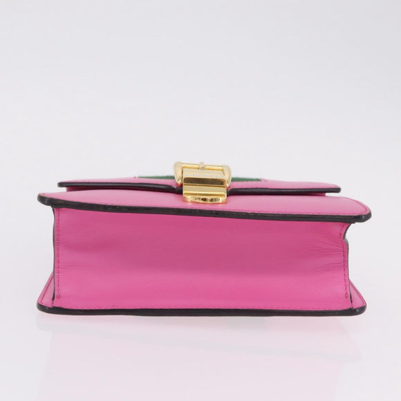 GUCCI Silvi WebSherry Line Chain Bag Leather Pink Gold 431666 Auth 206420V