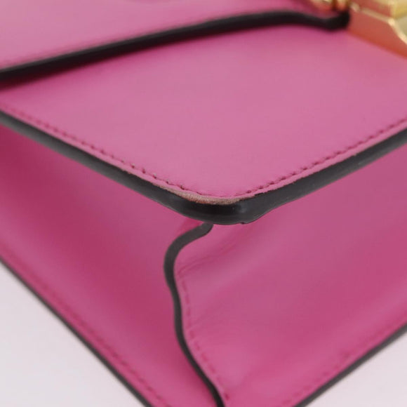 GUCCI Silvi WebSherry Line Chain Bag Leather Pink Gold 431666 Auth 206420V