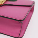 GUCCI Silvi WebSherry Line Chain Bag Leather Pink Gold 431666 Auth 206420V-13
