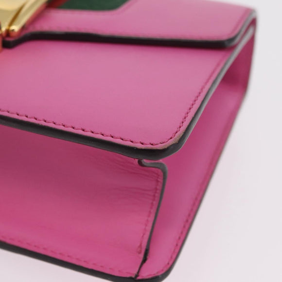 GUCCI Silvi WebSherry Line Chain Bag Leather Pink Gold 431666 Auth 206420V