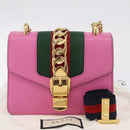 GUCCI Silvi WebSherry Line Chain Bag Leather Pink Gold 431666 Auth 206420V-30