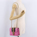 GUCCI Silvi WebSherry Line Chain Bag Leather Pink Gold 431666 Auth 206420V-31