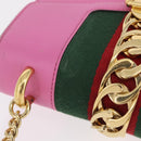 GUCCI Silvi WebSherry Line Chain Bag Leather Pink Gold 431666 Auth 206420V-7