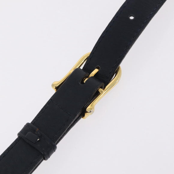 CELINE Shoulder Bag Leather Navy Gold Auth 206422A