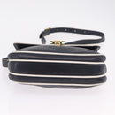 CELINE Shoulder Bag Leather Navy Gold Auth 206422A-6