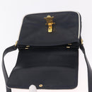 CELINE Shoulder Bag Leather Navy Gold Auth 206422A-23