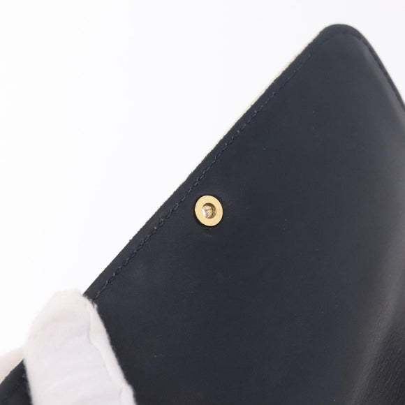 CELINE Shoulder Bag Leather Navy Gold Auth 206422A