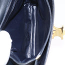 CELINE Shoulder Bag Leather Navy Gold Auth 206422A-10