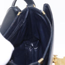 CELINE Shoulder Bag Leather Navy Gold Auth 206422A-27