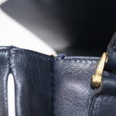 CELINE Shoulder Bag Leather Navy Gold Auth 206422A-9